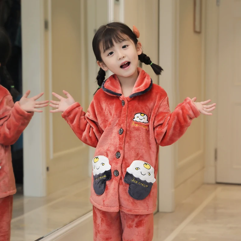 Infantil/детская одежда; зимние пижамные комплекты; утепленная Пижама; Комплект для малышей; повседневная детская фланелевая одежда для сна с отложным воротником; Подростковая Пижама - Цвет: style 2