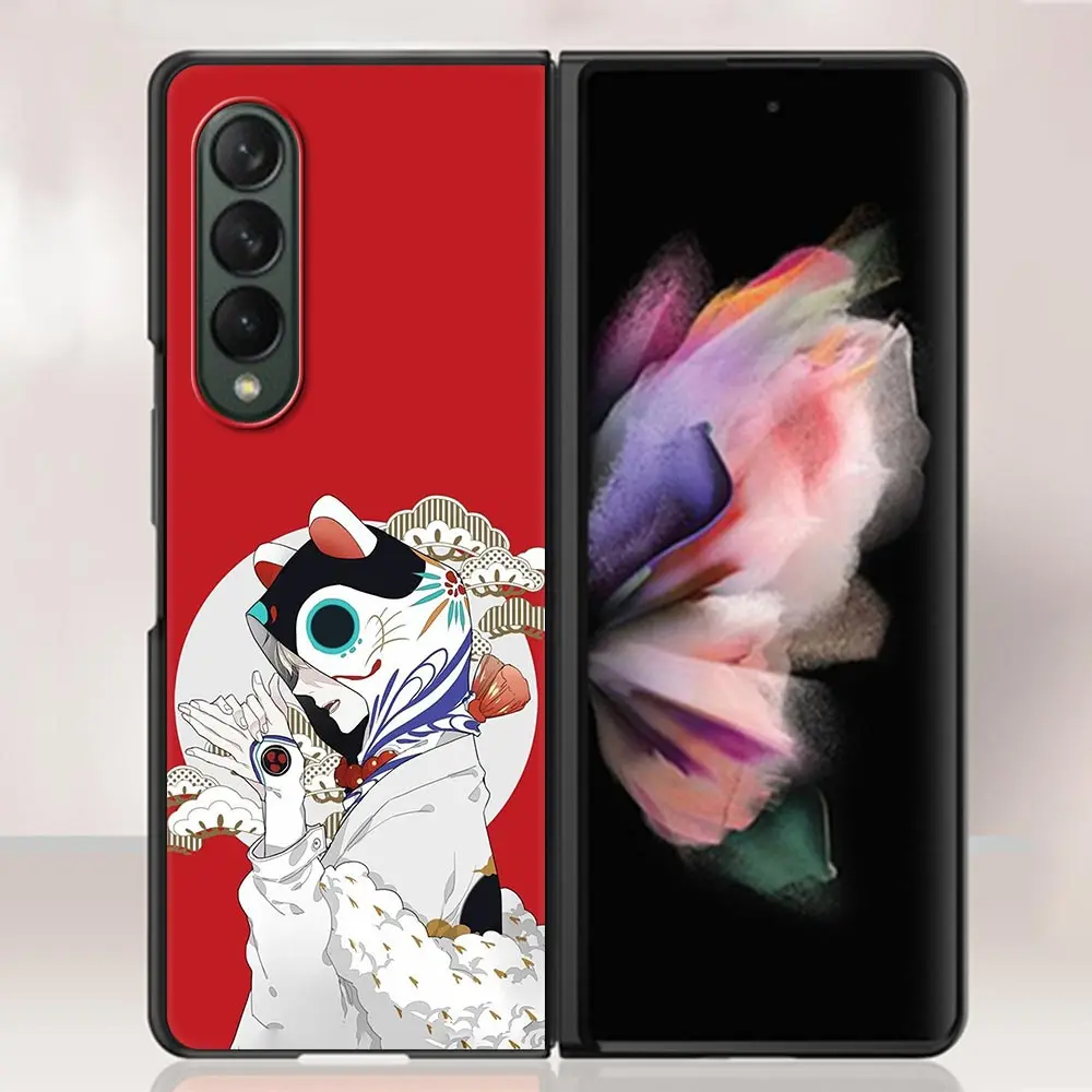 Case For Samsung Galaxy Z Fold3 5G Hard Plastic Slim Cover Ultra-thin anti-drop For Galaxy Z Fold 3 Phone Shell Anime Fox Mask images - 6