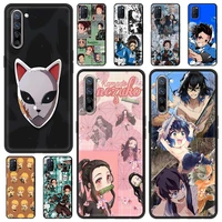 anime demon slayer phone case for oppo a53 a9 2020 a93 a52 find x2 lite reno3 reno4 reno6 pro plus 5g k9 a74 4g a94 cover