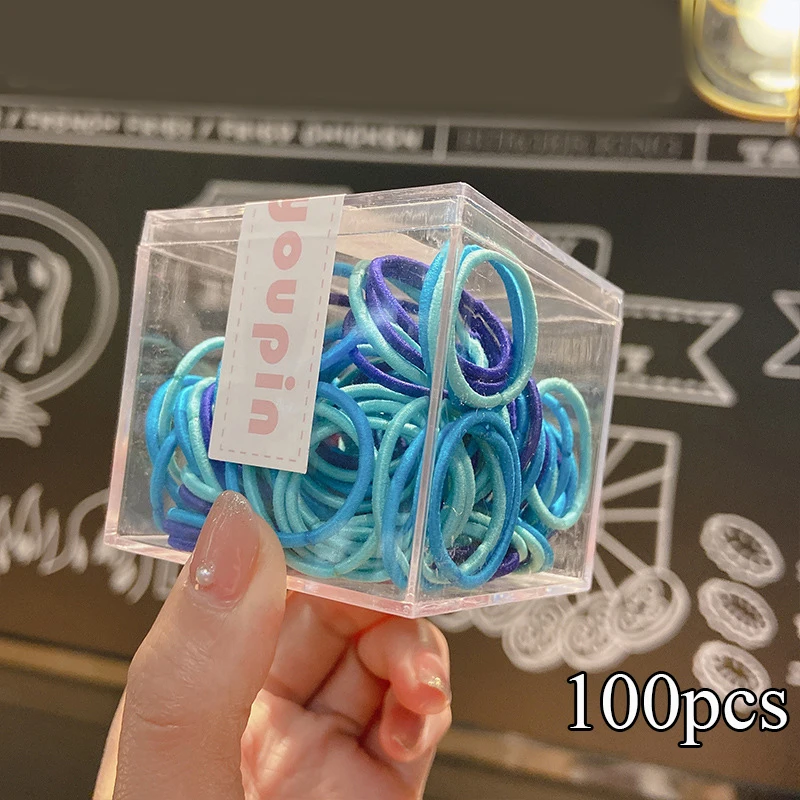 

100 Pcs/Box New Children Cute Colors Seamless Elastic Hair Bands Baby Girls Lovely Scrunchies Rubber Bands Kids Hair Accessories