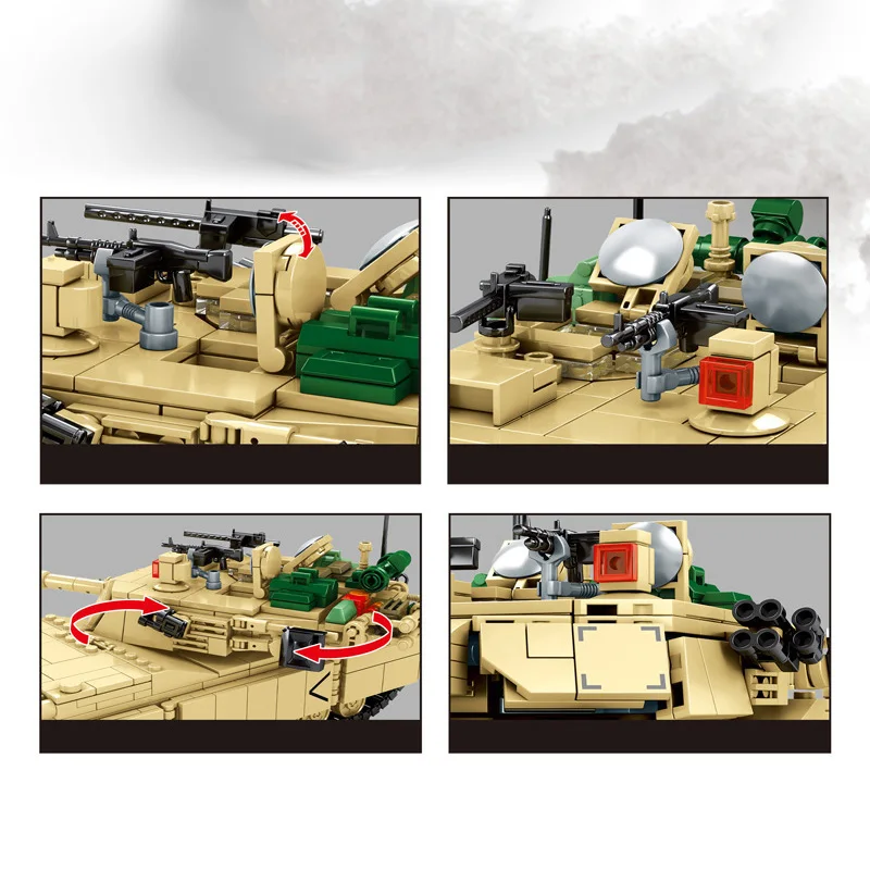 

SY0100 Military Series Survival war M1A2 Main Battle Tank Soldier Weapon Model Building Blocks Bricks Educational Toys Gifts