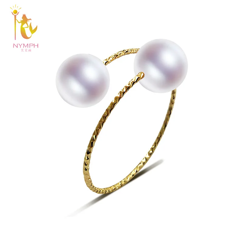 Кольца NYMPH из желтого золота 18 карат кольца с натуральным пресноводным жемчугом