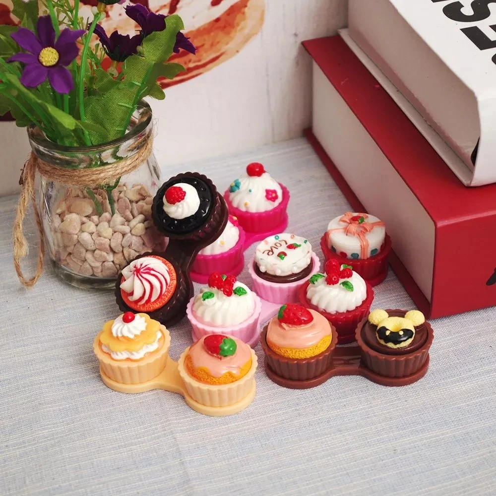 Мультяшный милый кремовый торт очки искусственные контактные линзы чехол для