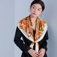 imitate twill silk scarf women fashion printed shawl stole hijab head neck kerchief headscarf 9090cm
