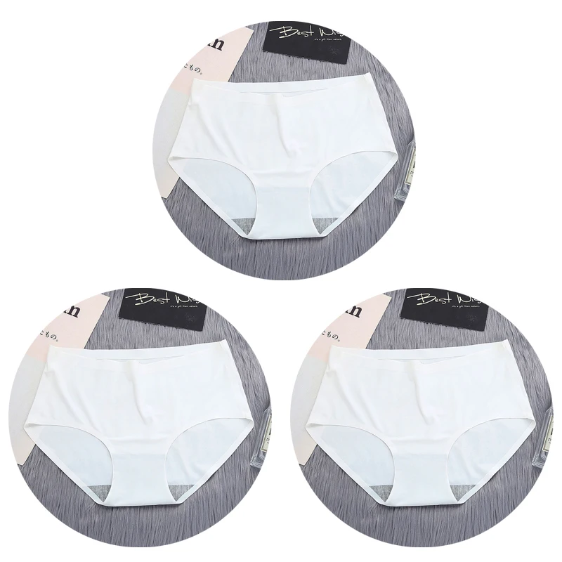 NK50-3W-3PCS OLN женские трусики бесшовные, сексуальные стринги ледяные шелковистые Нижнее белье Женские одноцветные модные трусы со средней талией Горячая Распродажа - Цвет: NK50-3W-3PCS