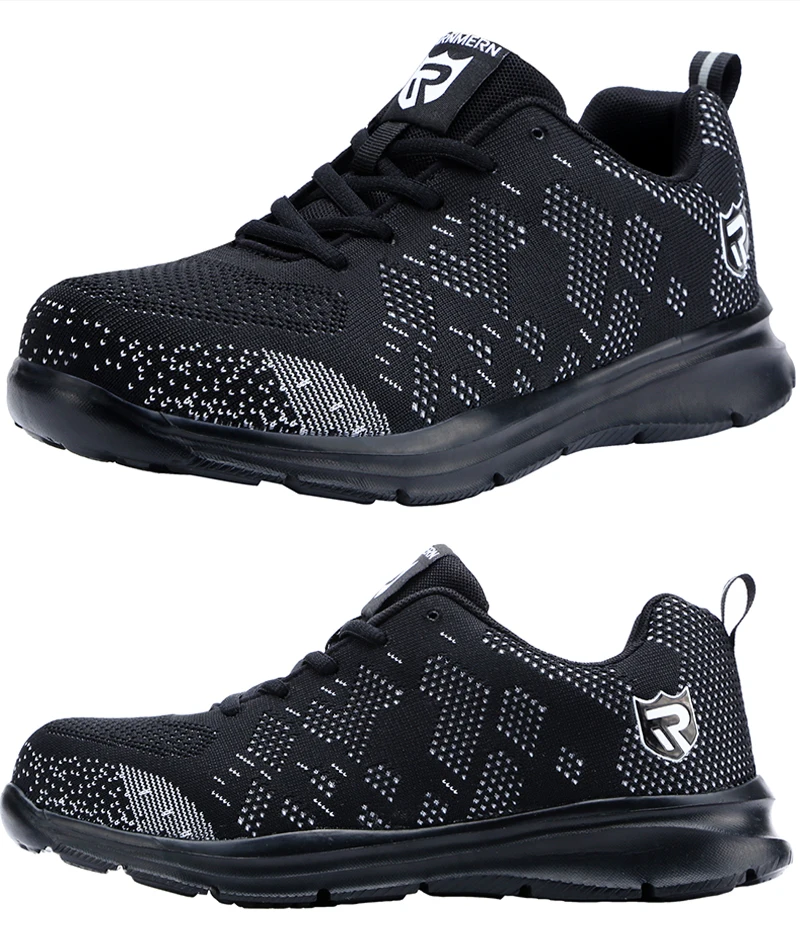 LARNMERN/Мужская Рабочая обувь со стальным носком; легкая дышащая обувь с защитой от Разбивания и проколов; светоотражающие повседневные кроссовки