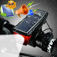 bicycle light cycling headlight cycling solar usb charging light led waterproof bell bike headlight sensing smart switch