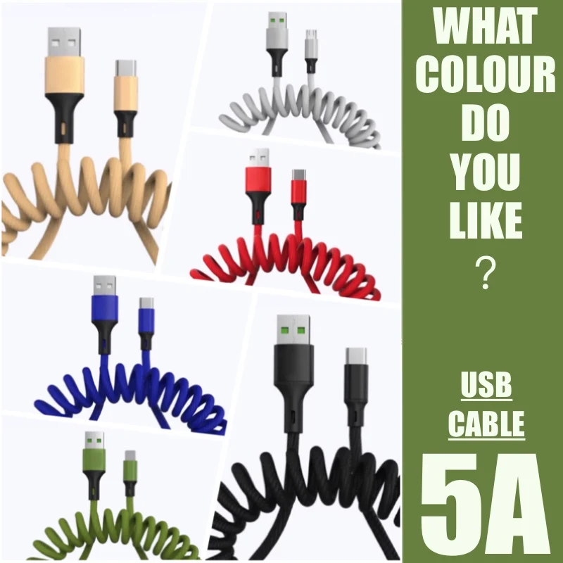 5A весна usb зарядный Шнур кабель для передачи данных мобильного телефона 1 5 м Micro USB