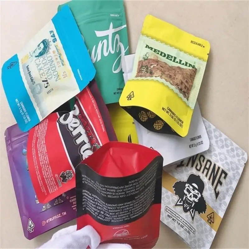 

20Pcs Plastic Resealable Storage Bags Waterproof Biscuit Bag Tobacco Ziplock Bags Packing Weed Bags 3.5g Polyester Film Bag