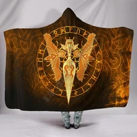 viking gold spear of the god odin gungnir and two gold ravens 3d printed wearable blanket adults for kids hooded blanket