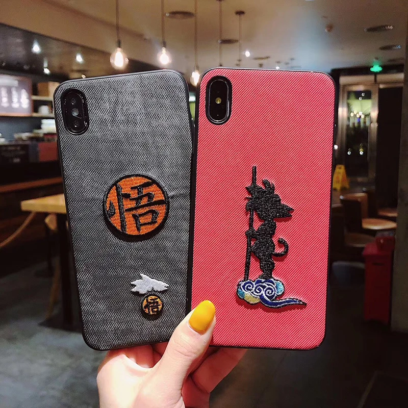 Luxury embroidery Dragon Ball Super Z Son Goku soft cover case for iphone apple 6 plus 7 8 8plus X XR XS MAX 11 Pro phone coque