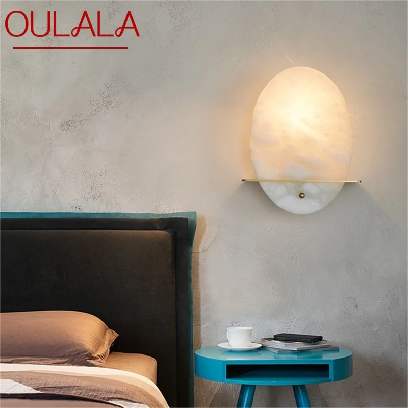 

OULALA Copper Indoor Sconce Wall Lamp Luxury Marble LED Light Balcony For Home Corridor Corridor Parlor