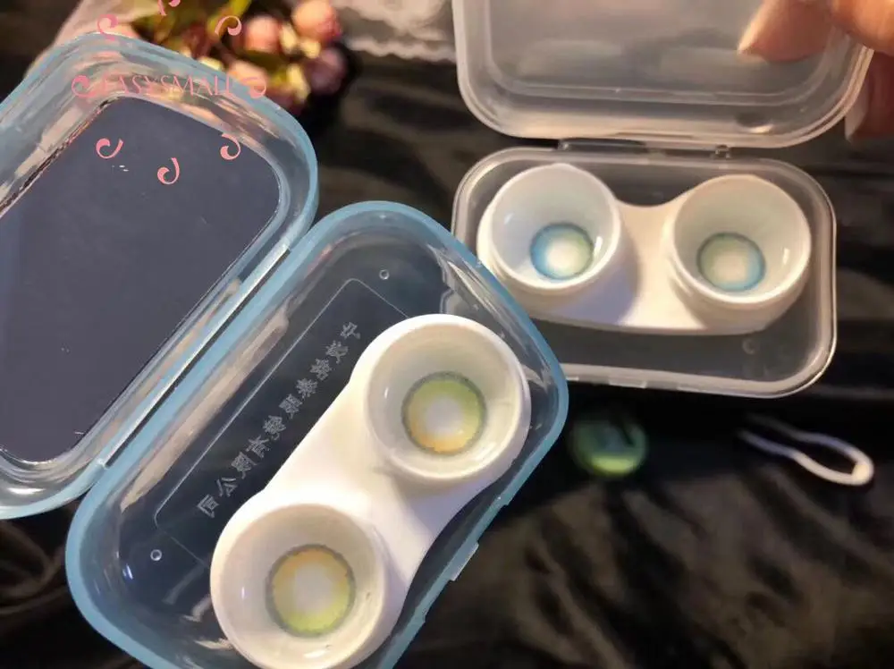 

Easysmall Colored Contact Lenses Annually Eye Makeup Soft Lenses Color Contact Lens small pupil orange Degree option 2pcs/pair