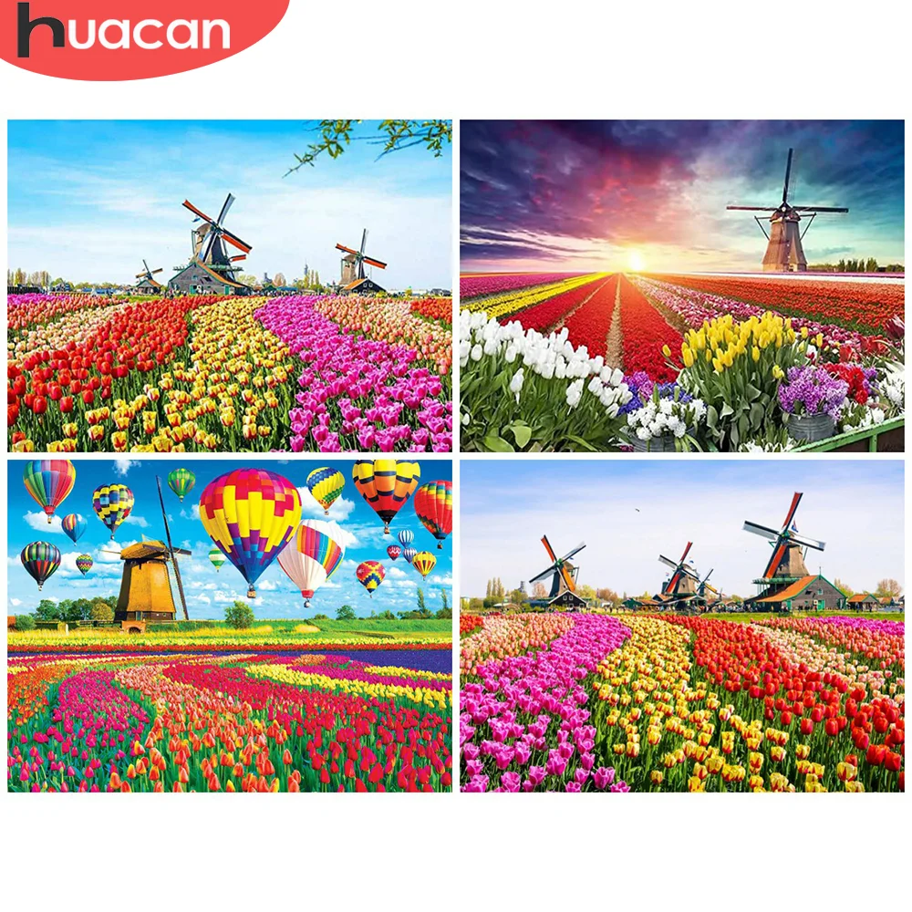 

Алмазная вышивка HUACAN Пейзаж Вышивка крестиком новое поступление алмазов картина тюльпан Алмазная Цветочная мозаика рукоделие Декор для до...