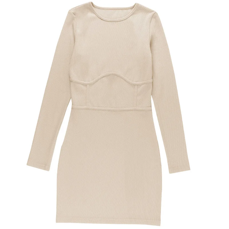 

Spring/autumn Sexy Slim Fashion Street Tight Solid Color Dress Fashion Trend Leisure Long Sleeve Slim Dress