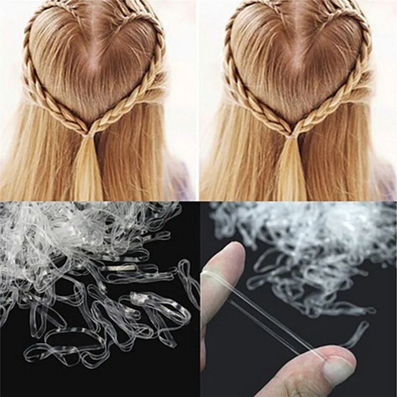 

200/500Pcs Hair Accessories Mini Braid Plaits Elastic Tie Band Ponytail Holder Elastic Rubber Clear Girl hair Accessories