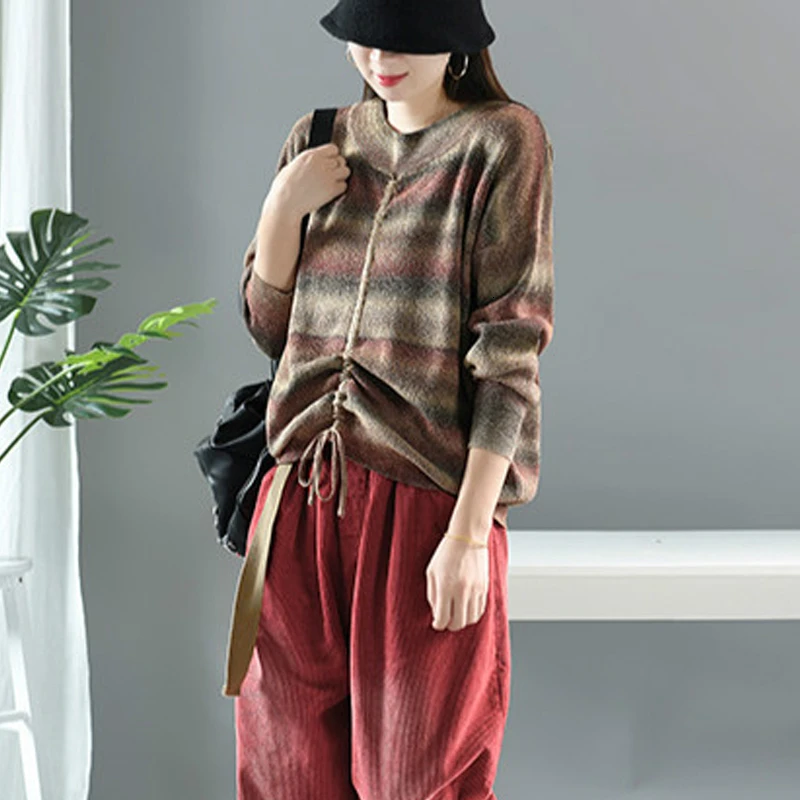 Max LuLu 2019 Модные женские пуловеры в Корейском стиле панк зимний теплый полосатый