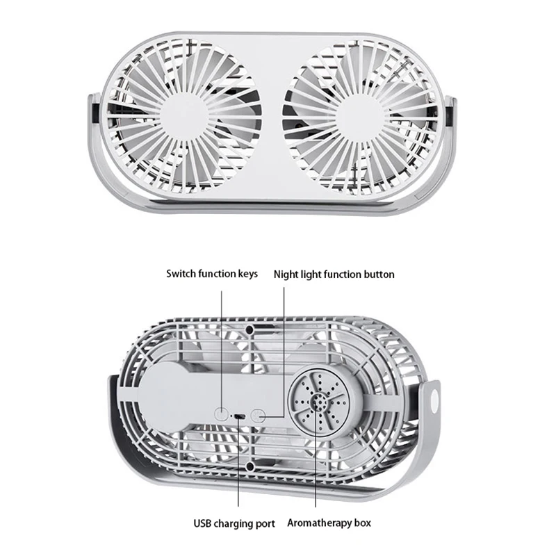 

Double-Headed Fan, Multi-Functional Student Dormitory Desktop Desktop Double Leaf USB Plug-in Mini Aromatherapy Fan
