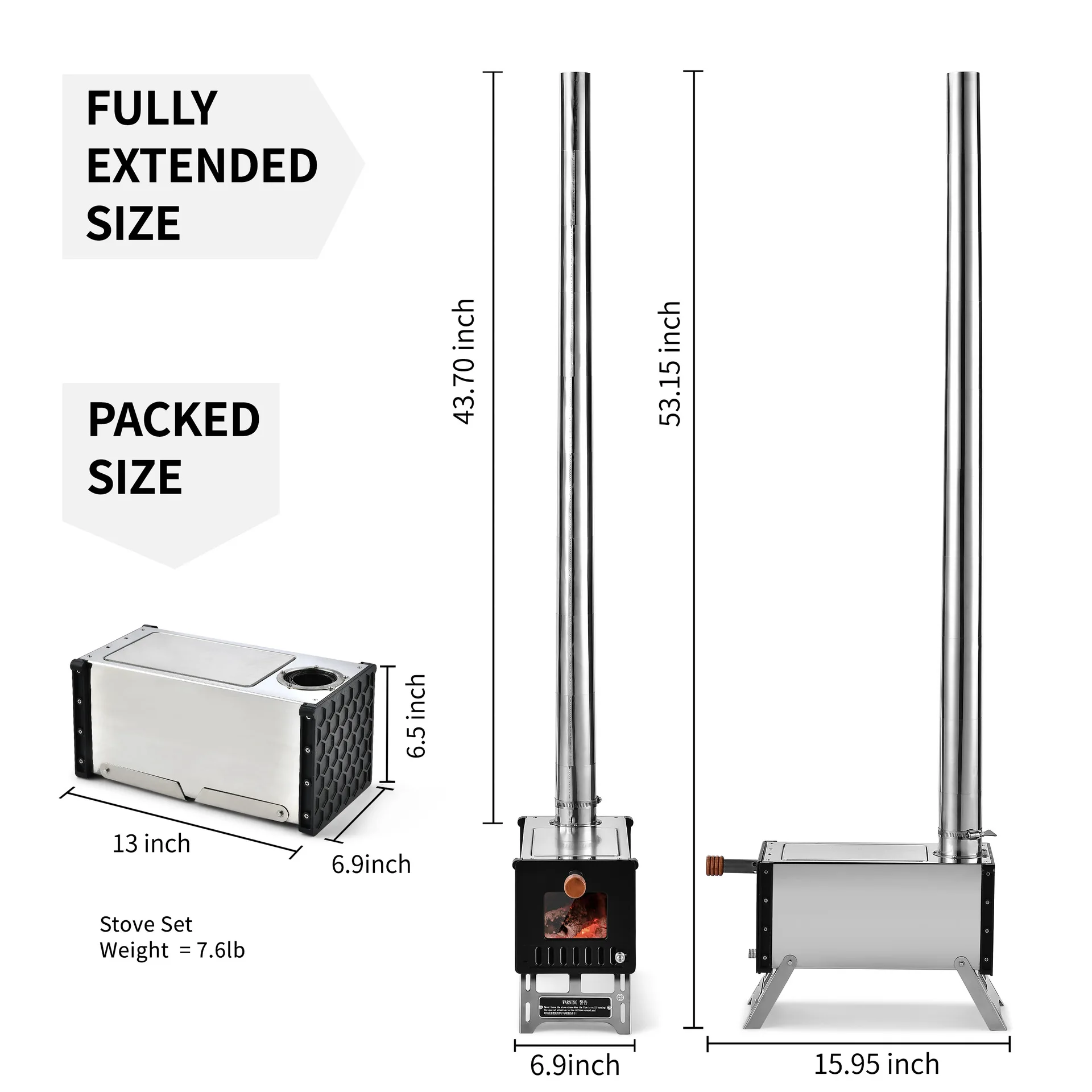 Hantu Portable Ultralight Mini Stainless Steel Outdoor Camping Wood Stove Picnic BBQ Cooking Supplies Burning Equipment | Спорт и