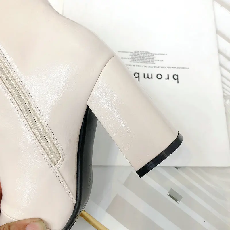 Женские ботильоны из искусственной кожи на очень высоком каблуке с квадратным