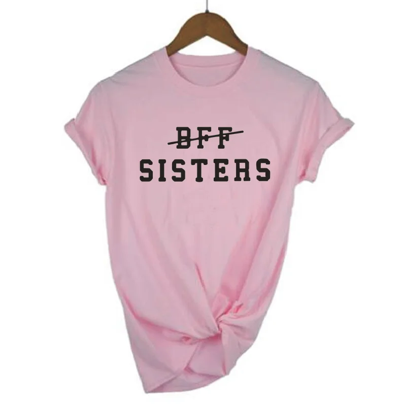 Женская футболка с принтом Bff Sister Повседневная хлопковая Футболка Харадзюку
