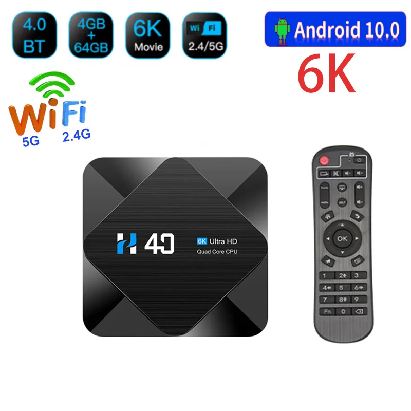 

ТВ-приставка 6K H616, 4 ядра, H.265, HDMI, Wi-Fi, 2,4 ГГц, 5,8 ГГц, H40
