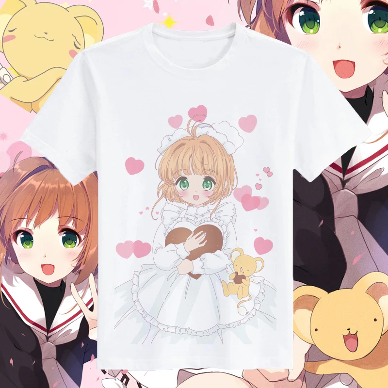 Летняя футболка для косплея Сакура Cardcaptor японское аниме КИНОМОТО мультяшный Топ