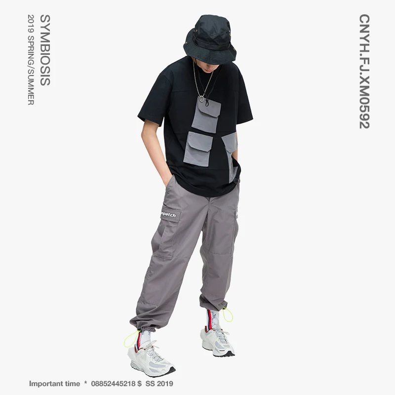 VIISHOW уличная Мужская футболка брендовая Повседневная с несколькими карманами