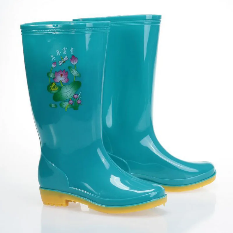 Сапоги Aleafalling женские резиновые ПВХ до середины икры водонепроницаемые хорошие