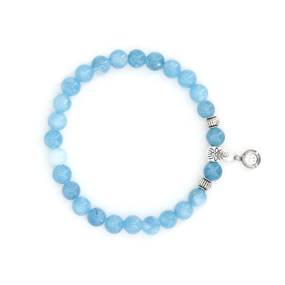 Мой синий браслет 6 мм из натуральных браслеты женские Чарм натурального камня