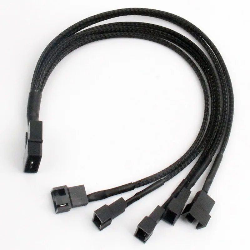 

30cm 4pin IDE Molex to 4-Port Black Sleeved Cooler Cooling 3Pin 4Pin Fan Splitter Power Cable Environmental Connector Cables