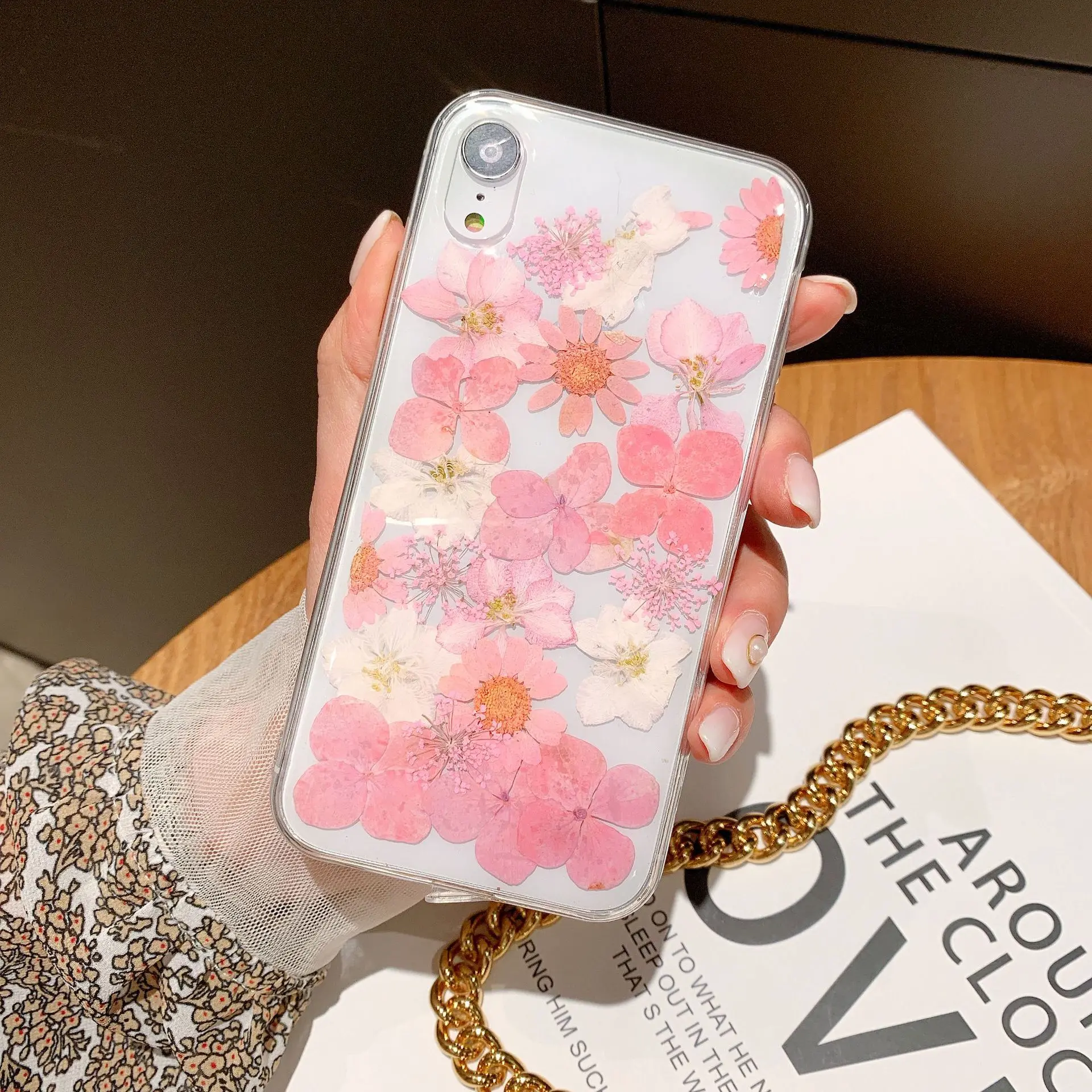 18 Настоящие сухие цветы чехол для телефона для iPhone X 7 8 Plus прозрачный мягкий ТПУ красивый прессованный задний Чехол для iPhone 11 11 Pro Max - Цвет: 18
