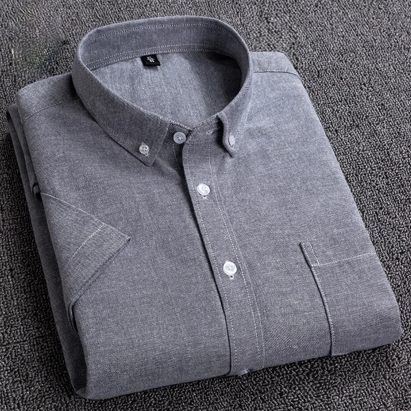Men's Short-Sleeved Shirt Summer Casual Business  Button Down Shirts Oxford Shirt Male Youth Middle-Aged Mens Vintage Clothing
