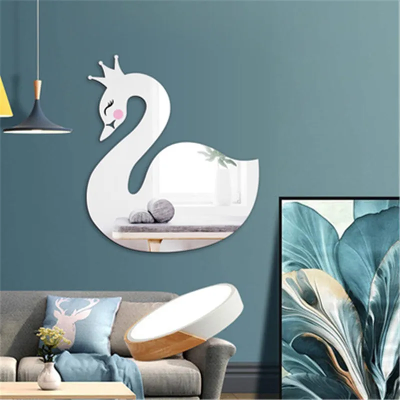 Акриловая зеркальная Настенная Наклейка в скандинавском стиле Лебедь для