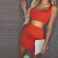 2021 summer new european and american womens fashion one shoulder breast wrapped sexy nightclub hip wrapped dress