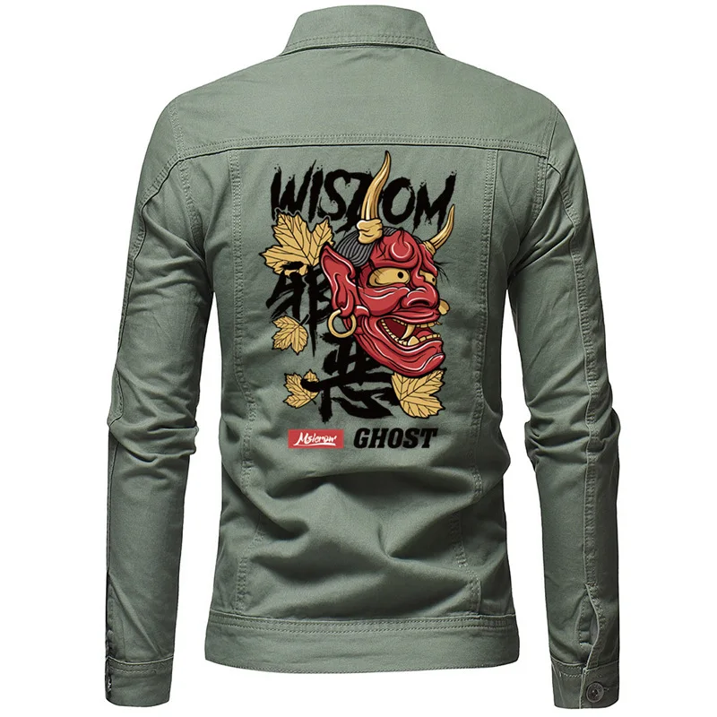 

2021 Spring and Autumn New Style Boutique Pure Cotton printing Fashion Mens Casual Denim Jacket Slim Cowboy Coat