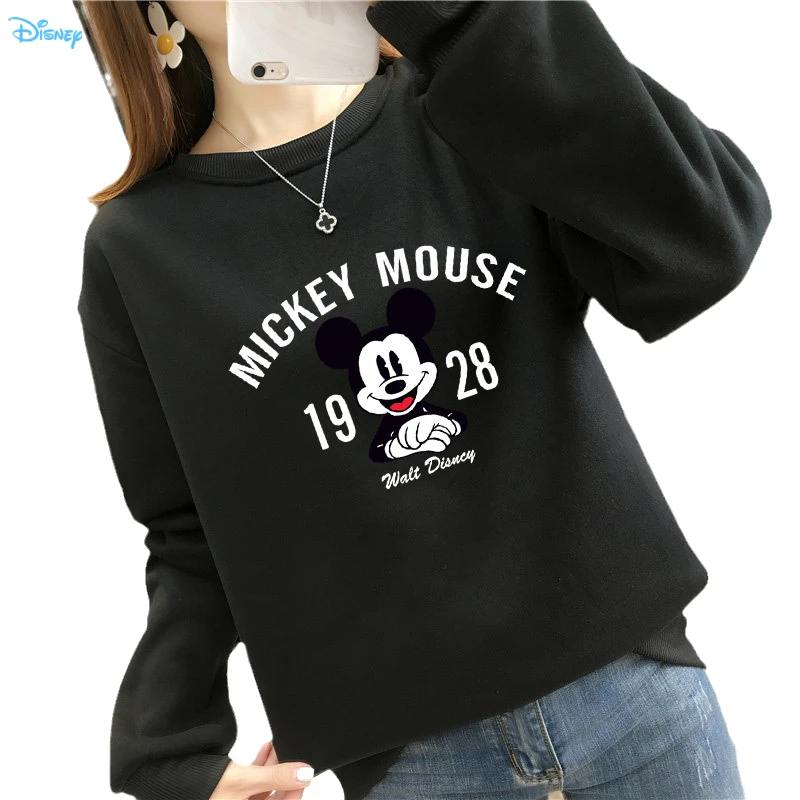 

Oversize Cartoon Mickey Mouse Poleron Disney Autumn Winter 2021 Long Sleeve Fleece Thick Warm Essentials Sweatshirt Woman 90s