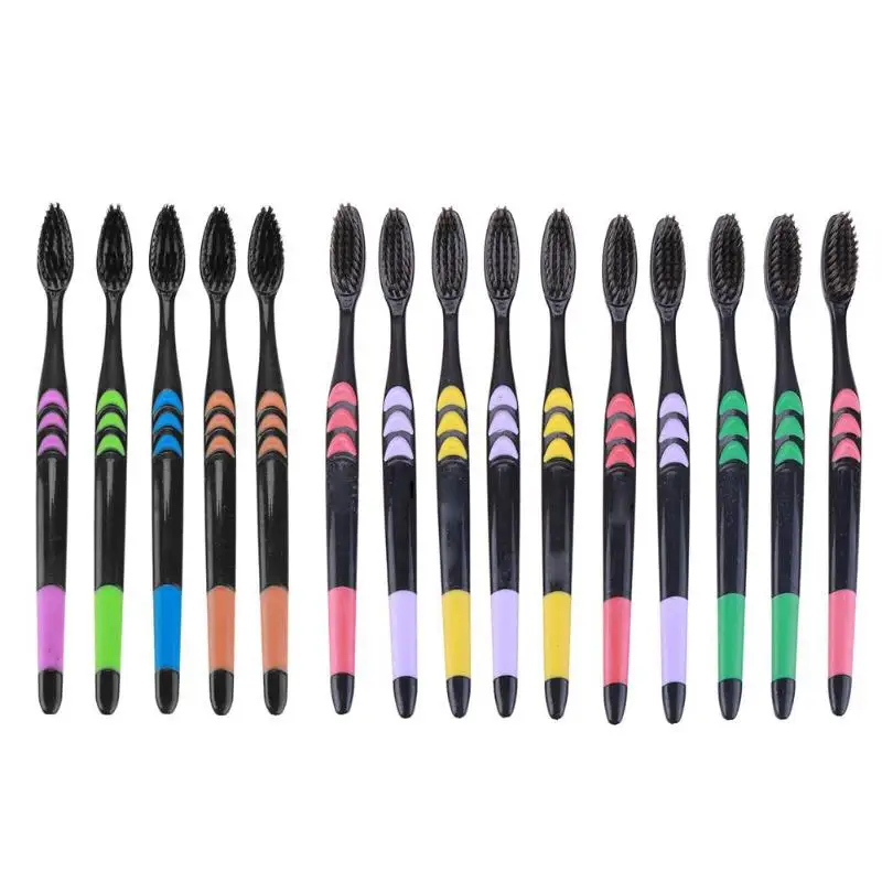 

Soft Bamboo Charcoal Black Toothbrush Adult Anti-Skid Care Tooth Brush