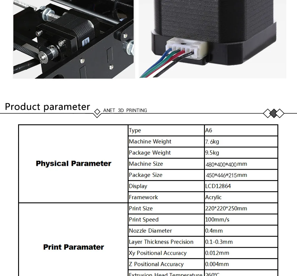 Горячая конкурентоспособный Anet A6 A8 3d принтер Reprap Prusa i3 Высокоточный DIY 3d принтер комплект с Micro SD карты USB разъем