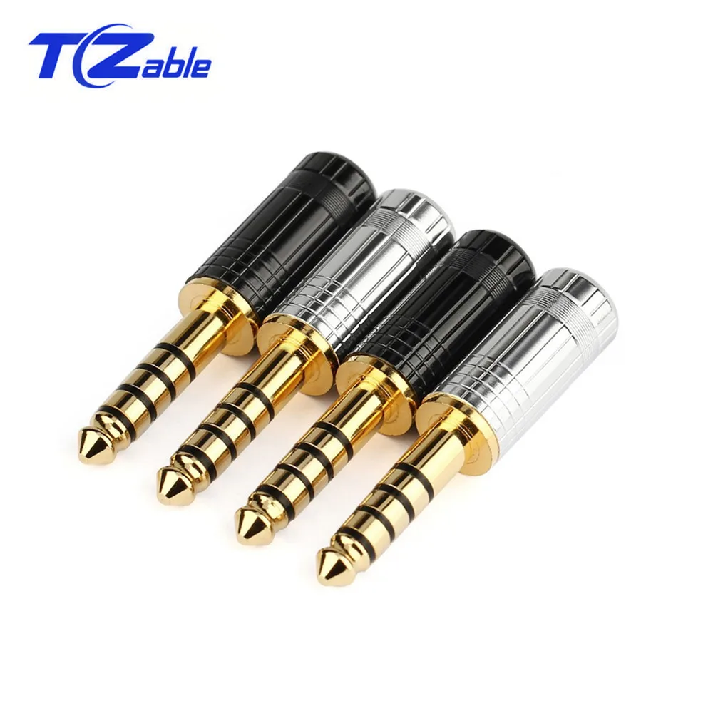 

4.4mm Audio Jack 5 Pole DIY HiFi Stereo Earphone Splice Adapter One-piece thickened gold-plated water pattern mini 4.4 plug
