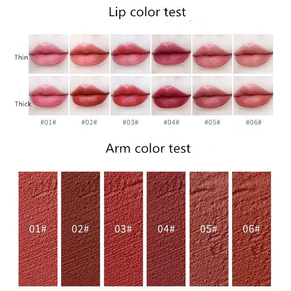 

6 Colors Velvet Matte Lipsticks Pencil Waterproof Long Lasting Sexy Red Lip Stick On-Stick Cup Makeup Lip Tint Pen Cosmetic