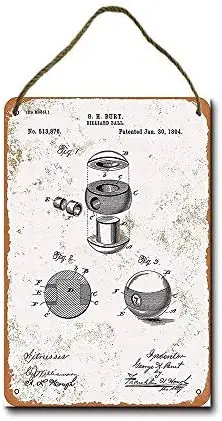 

Metal Sign 8x12 Inch Billiard Ball Patent Hanging Sign Decor