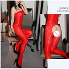 Женские сексуальные блестящие прозрачные колготки с открытой промежностью 8D регулируемый плечевой ремень тонкие подтяжки с открытой промежностью комбинезон боди