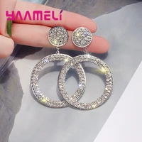 womens earrings cool big loop hoop ear jewelry 925 sterling silver crystal cubic zircon brinco pendientes nice party accessories