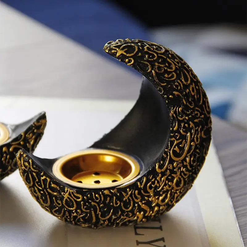 

Incense Holder East Arab Ramadan Crescent Resin Incense Burner Ancient And Elegant European Desktop Decor Aromatherapy Burner