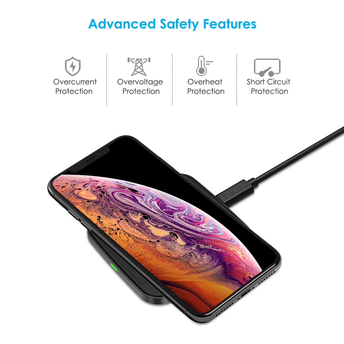 CHOETECH Беспроводное зарядное устройство для iPhone 11 X iPhone 8 Plus 10 Вт быстрое зарядное устройство для samsung Galaxy S9+ S9 S8+ Note 8 S7 S6 Edge+ pad