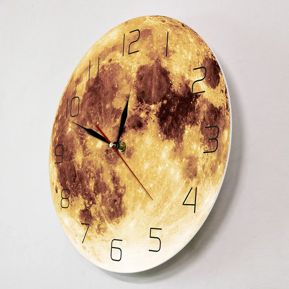 Желтые настенные часы с полной луной небесный Декор для дома детская комната
