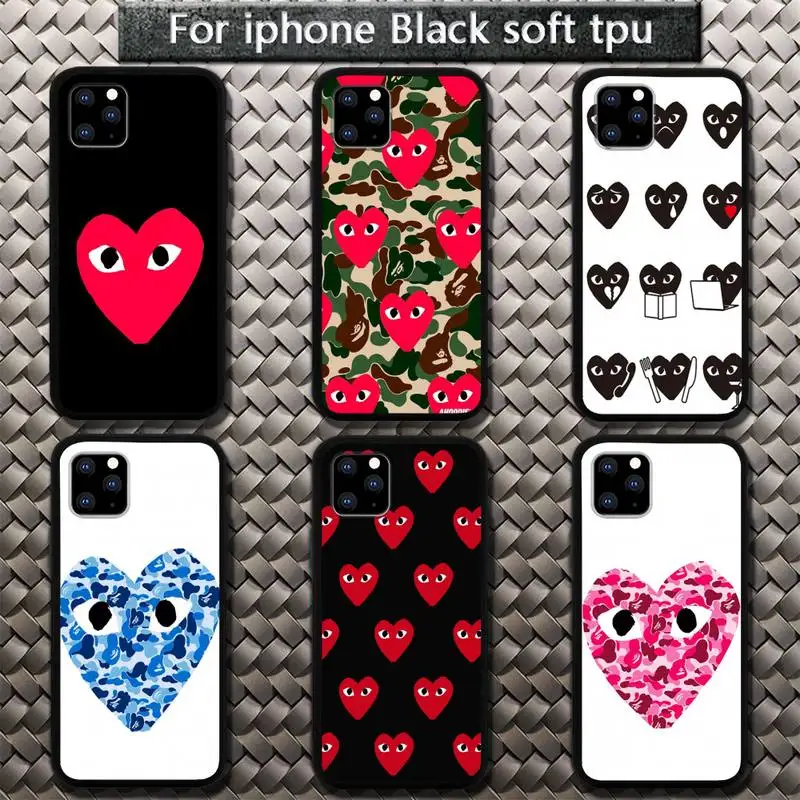

PLAY Comme des Garcons Heart Phone Case for iphone etui 11 12 pro se 20 max xr xs x 7 8 6s plus mini Fundas Coque cover