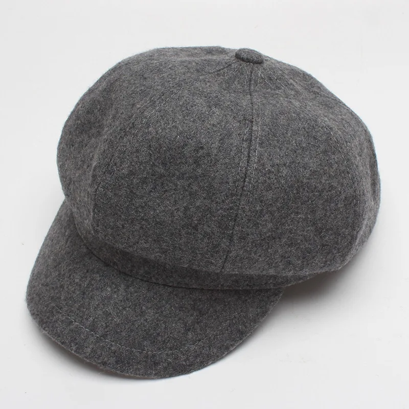 Light grey SHOWERSMILE, Женская шерстяная шляпа, Женская британская Кепка Newsboy Camel, восьмипанельная женская шапка для художника на весну и зиму, восьмиугольная кепка - Цвет: Light grey