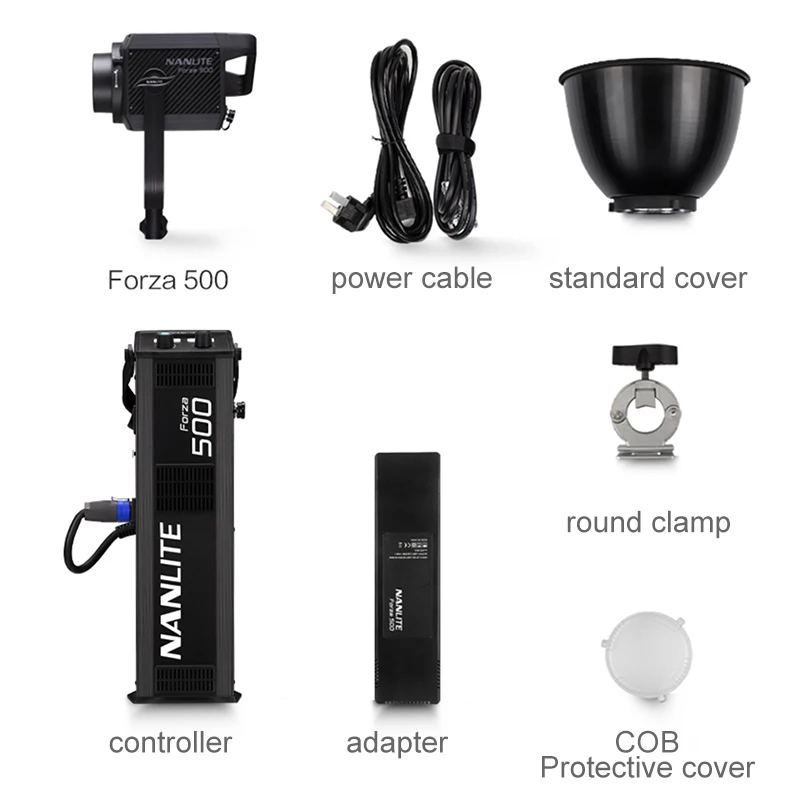 500w NANLITE Forza 60 Вт 300 Вт светильник для фотосъемки на открытом воздухе 5600K светодиодный моно светильник COB светильник с креплением bowens студийный стробоскопический светильник - Цвет: 500w